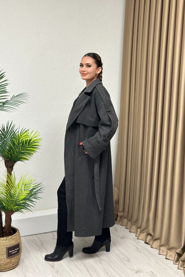 Lüx Kalite Kaşe Kaban Antrasit