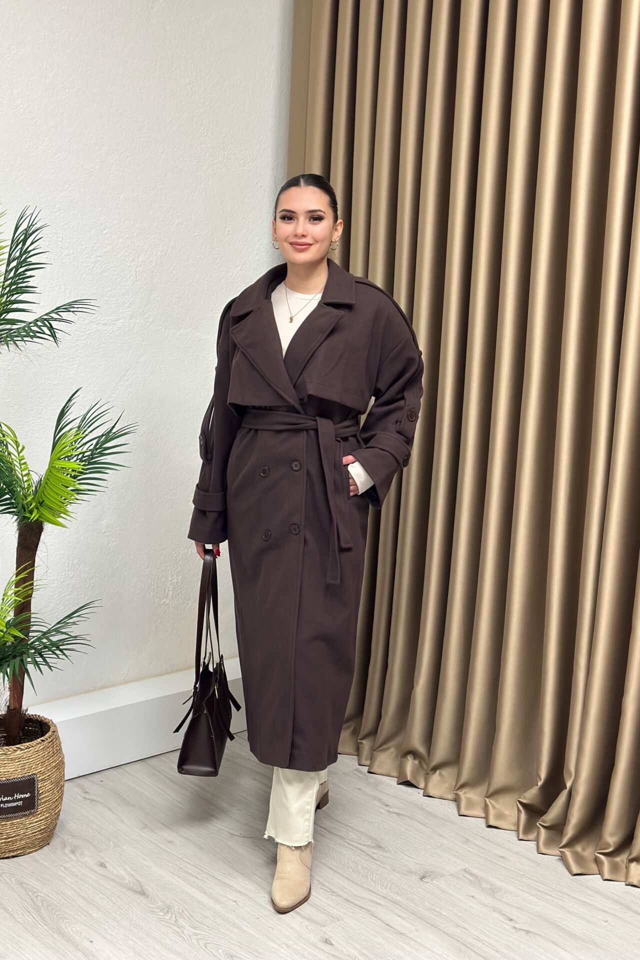 Lüx Kalite Kaşe Kaban Acı Kahve