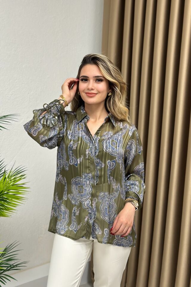 Şal Desenli Premium Kalite Şifon Gömlek