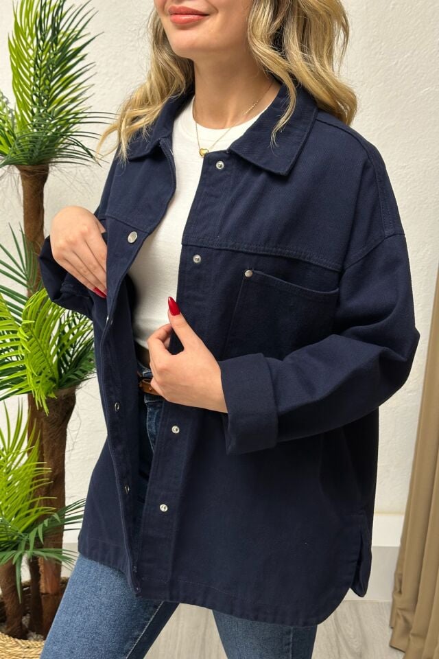 Premium Kalite Gabardin Ceket-Gömlek Lacivert