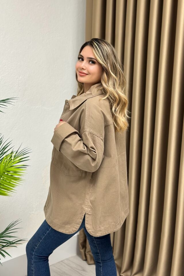 Premium Kalite Gabardin Ceket-Gömlek Camel