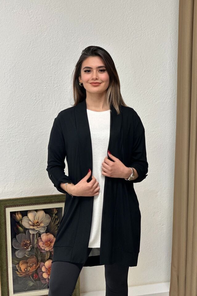 Kolu Katlama Detaylı Viskon Kumaş Ceket