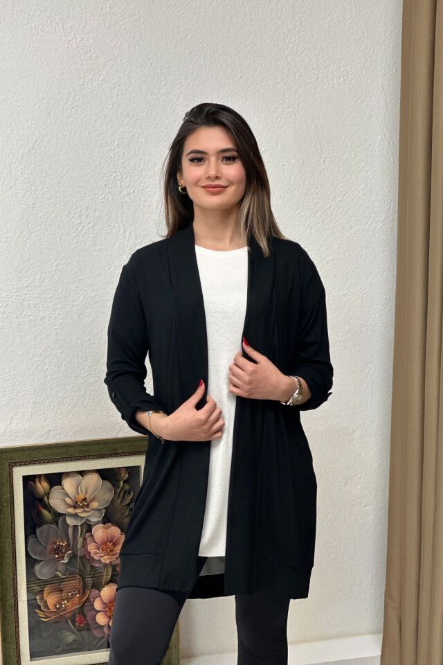 Kolu Katlama Detaylı Viskon Kumaş Ceket