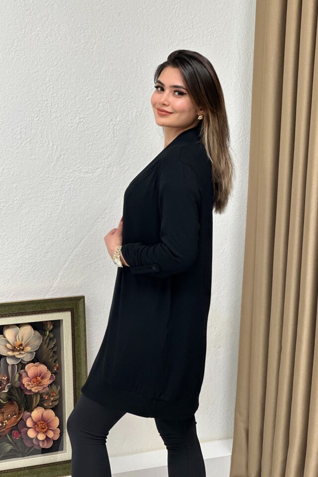 Kolu Katlama Detaylı Viskon Kumaş Ceket