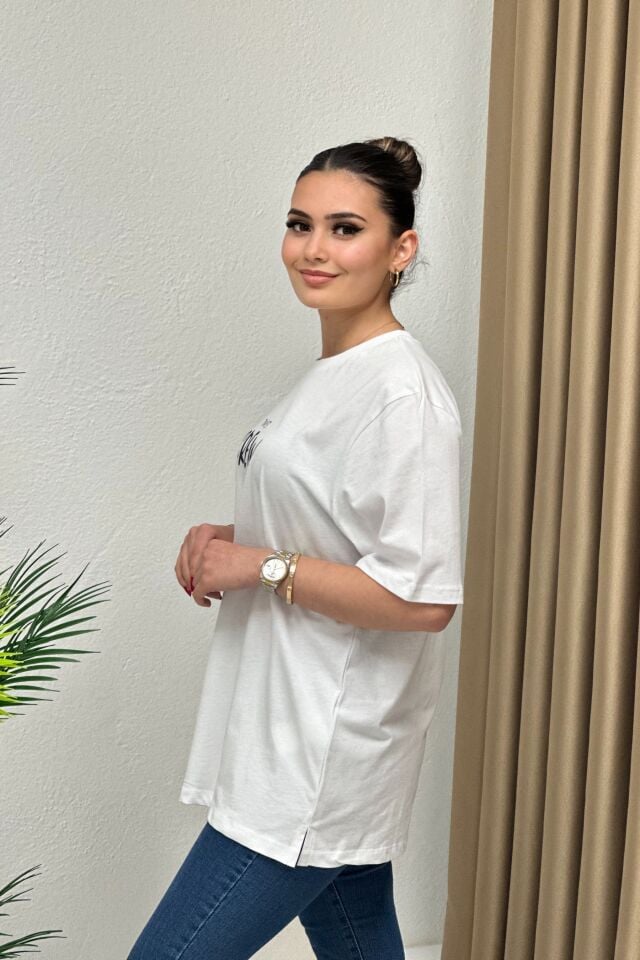 Twist Oversize T-Shirt Beyaz