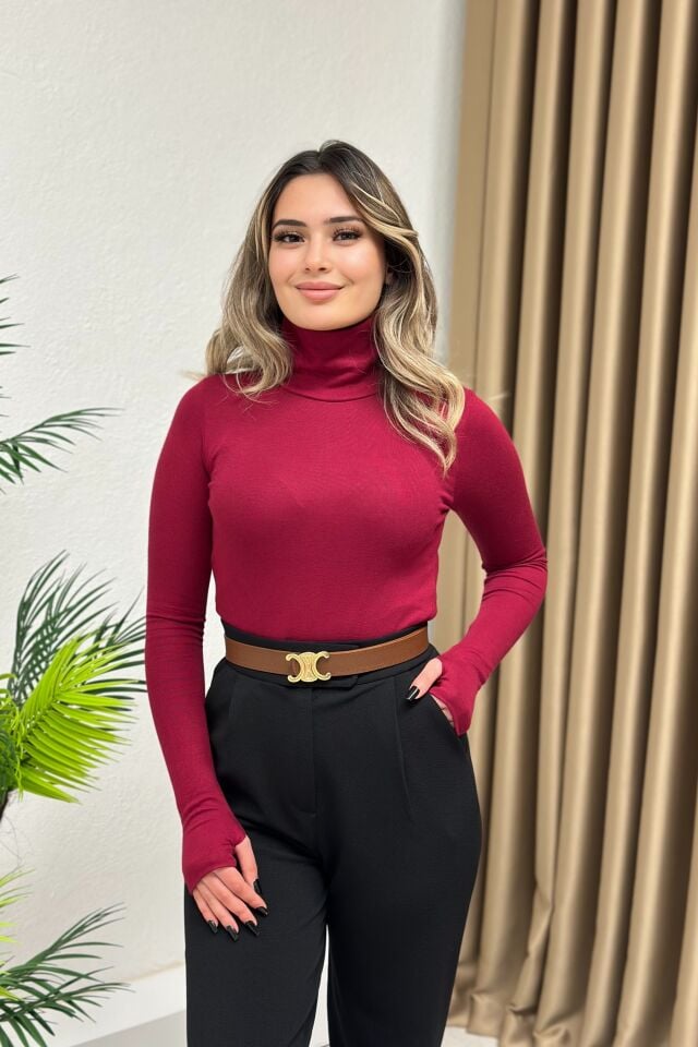 Oysho Balıkcı Yaka Body Bordo