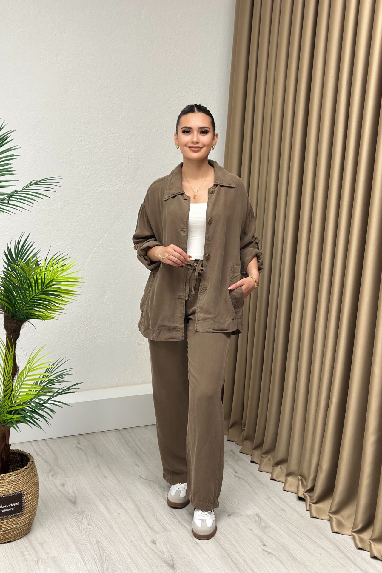 Premium Kalite Tensel Kumaş Takım Toprak