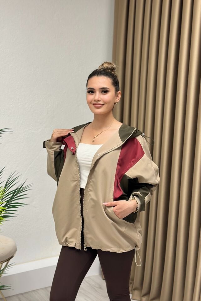 Premium Kalite Bondit Kumaş Kapşonlu Trençkot