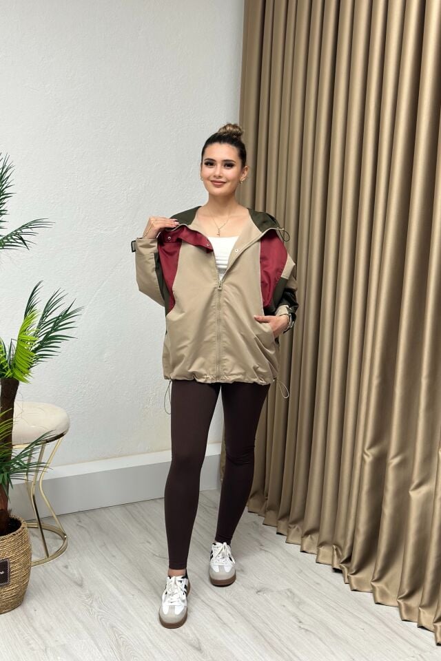 Premium Kalite Bondit Kumaş Kapşonlu Trençkot