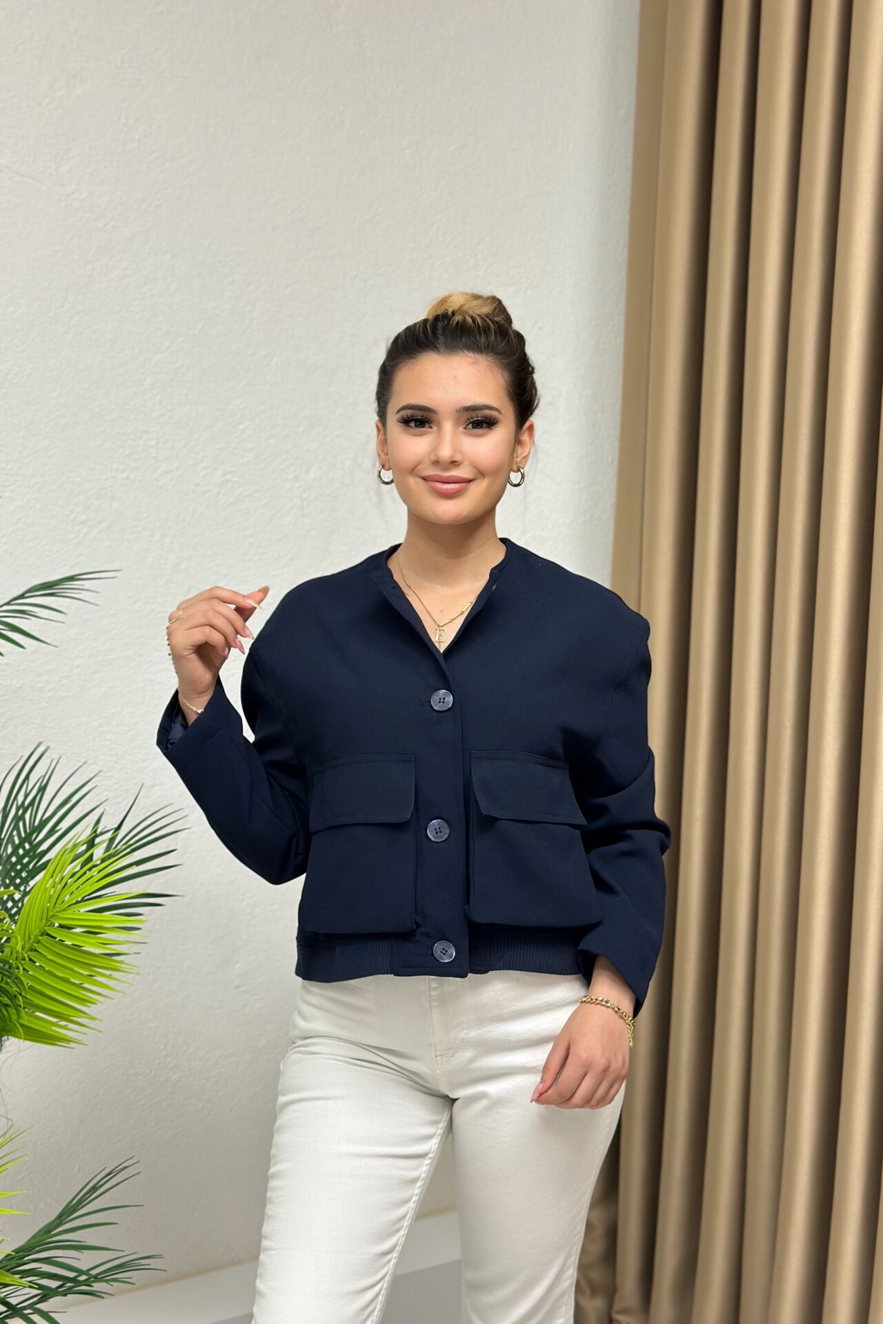 Zara Bomber Ceket Lacivert