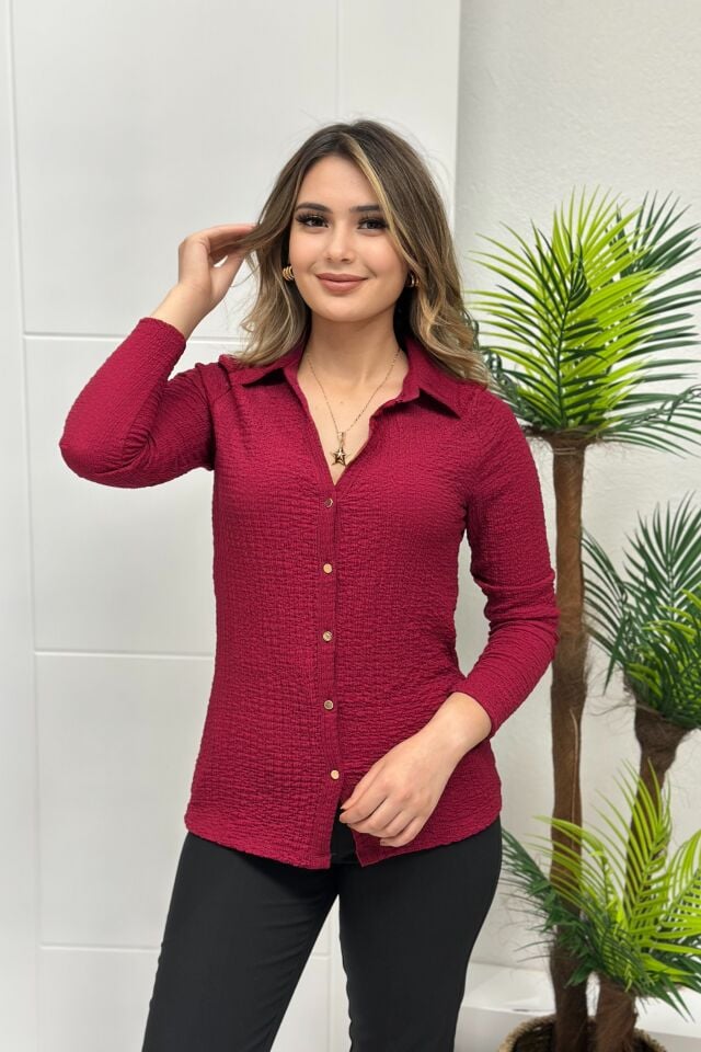 Orjinal Marka Bürümcük Gömlek Bordo