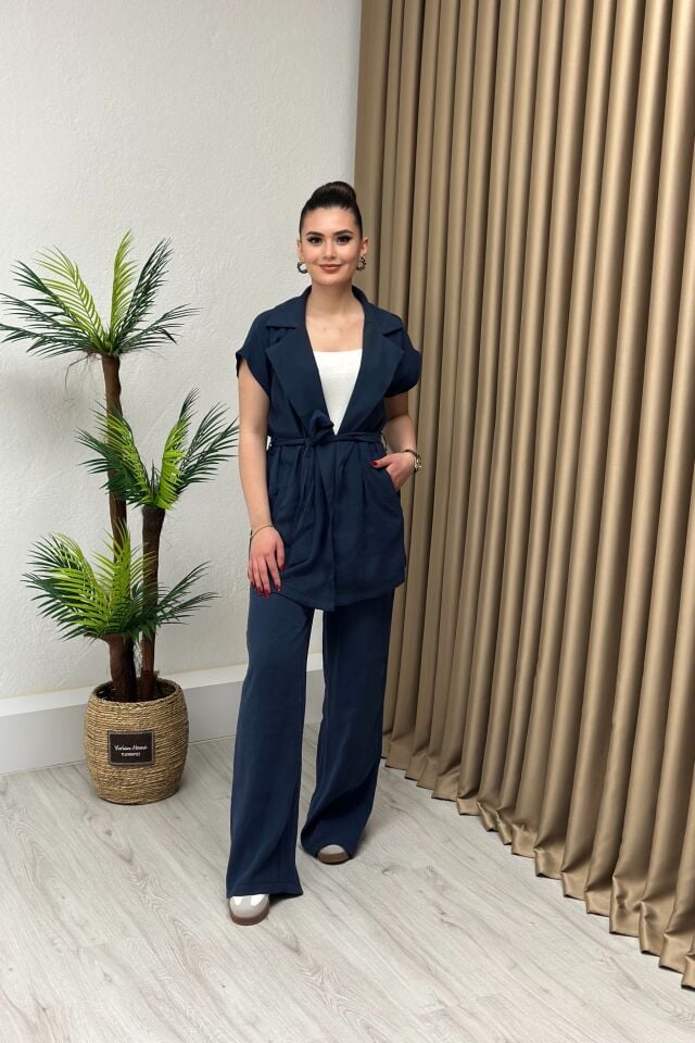 Premium Kalite Modal Kumaş Yelek Pantolon İkili Takım Lacivert