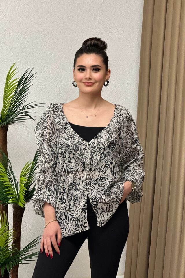 ZR Desenli Tül Bluz