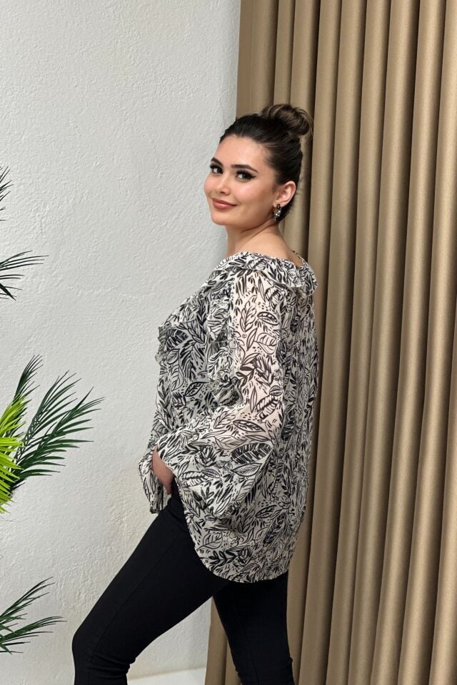 ZR Desenli Tül Bluz